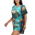 thumbnail image 2 of Fotbe Underwater Swimming Guinea Pig Print Pajama Set for Women 2 Piece Loungewear Short Sleeve Tops and Shorts Set Soft Sleepwear-3X-Large, 2 of 7