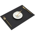 thumbnail image 2 of Findosom 6pcs of PVC Placemat, Non-Slip Heat-Resistant Table Place Mat Stain Resistant Woven Vinyl Placemats for Kitchen Table, Washable Durable Table Mats Black, 6 Count, 2 of 7