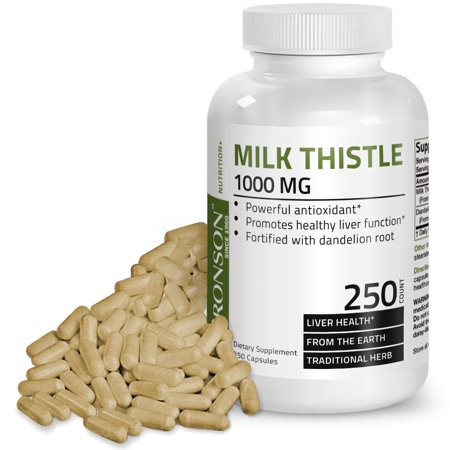 Dandelion Milk Thistle Milk Thistle 1000mg (Silymarin Marianum) with Dandelion Root High Potency Liver Health Support, 250 Capsules ()