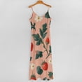 thumbnail image 5 of Strawberry Blossoms Pink Background Pattern Sleeveless Suspender Dress Summer Fashion Casual Long Dress, 5 of 9