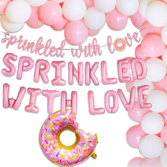 Donut-themed party decoration set - Pink birthday party decoration for baby showers and dessert gatherings full of love