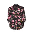 thumbnail image 2 of Bcx Juniors' Tie-Front Collared Shirt, black floral, Size S, 2 of 2