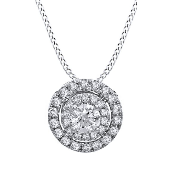 AFFY White Natural Diamond Cluster Pendant Necklace in 14K Solid White Gold (0.25 Ct)