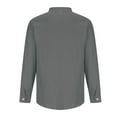 thumbnail image 6 of LNWUY Men's Solid Casual Cotton Linen Shirts Comfortable and Breathable Long Sleeve Button down Shirt Band Collar Beach Shirts Gray S, 6 of 9