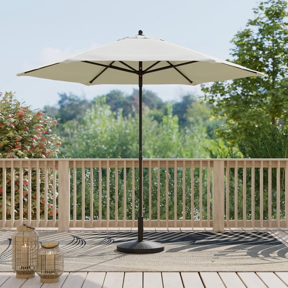 HOMETRENDS 7.5 ft. Round Push-Up Market Patio Umbrella, White