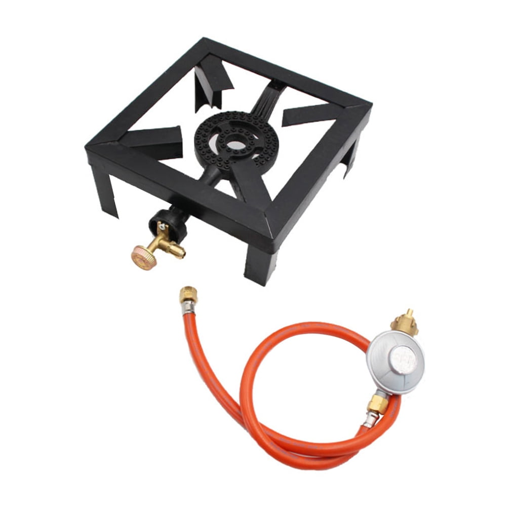 FUTUREORYY 1Set Portable Cast Iron Propane Burner with Hose Regulator for Outdoor Camping Cooking Stove