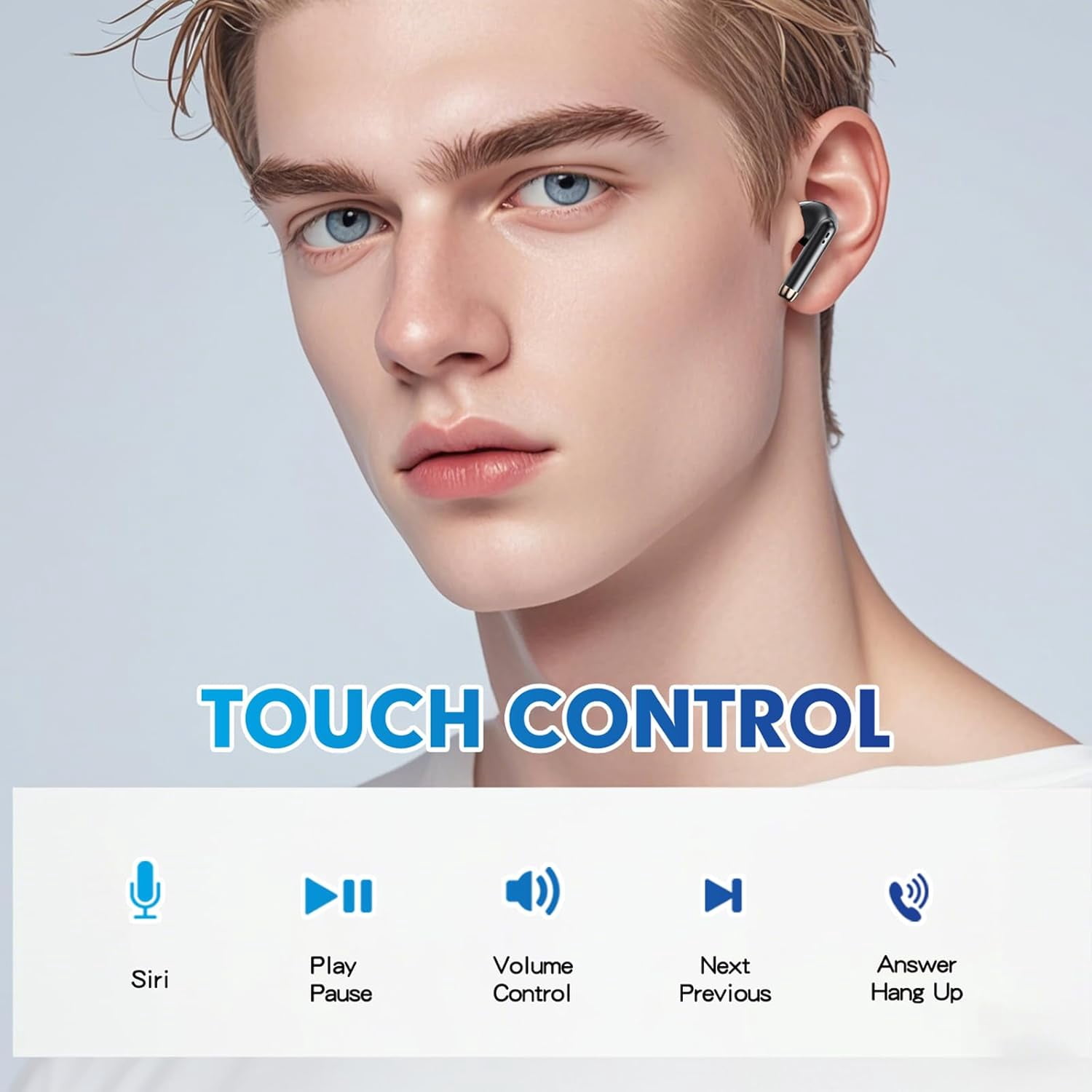 True Wireless Earbuds Purple Bluetooth 5.3 with Microphone for Working Out Noise Canceling Blue Tooth Ear Buds Deep Bass TWS Wireless Earphones with Charging Case in Ear Headphone for iPhone Android