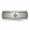 thumbnail image 3 of Titanium Ridged Edge 8mm Laser Design Brushed & Polished Band, 3 of 9