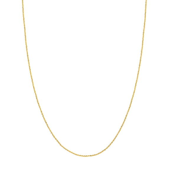 14K Yellow Gold Men & Women's 22" 1.15mm Silicone Adjustable Sparkle Chain Necklace