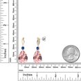 thumbnail image 6 of Gem Stone King 925 Silver and 10K Yellow Gold Peach Nano Morganite and Blue Created Sapphire Earrings for Women | 21.39 Cttw | Gemstone October Birthstone | Pear Shape 18X13MM, 6 of 6
