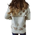 thumbnail image 3 of DYMADE Women's Christmas Snowflake Print Embroidered Crochet Round Neck Long Sleeve Pullover Sweater, 3 of 3