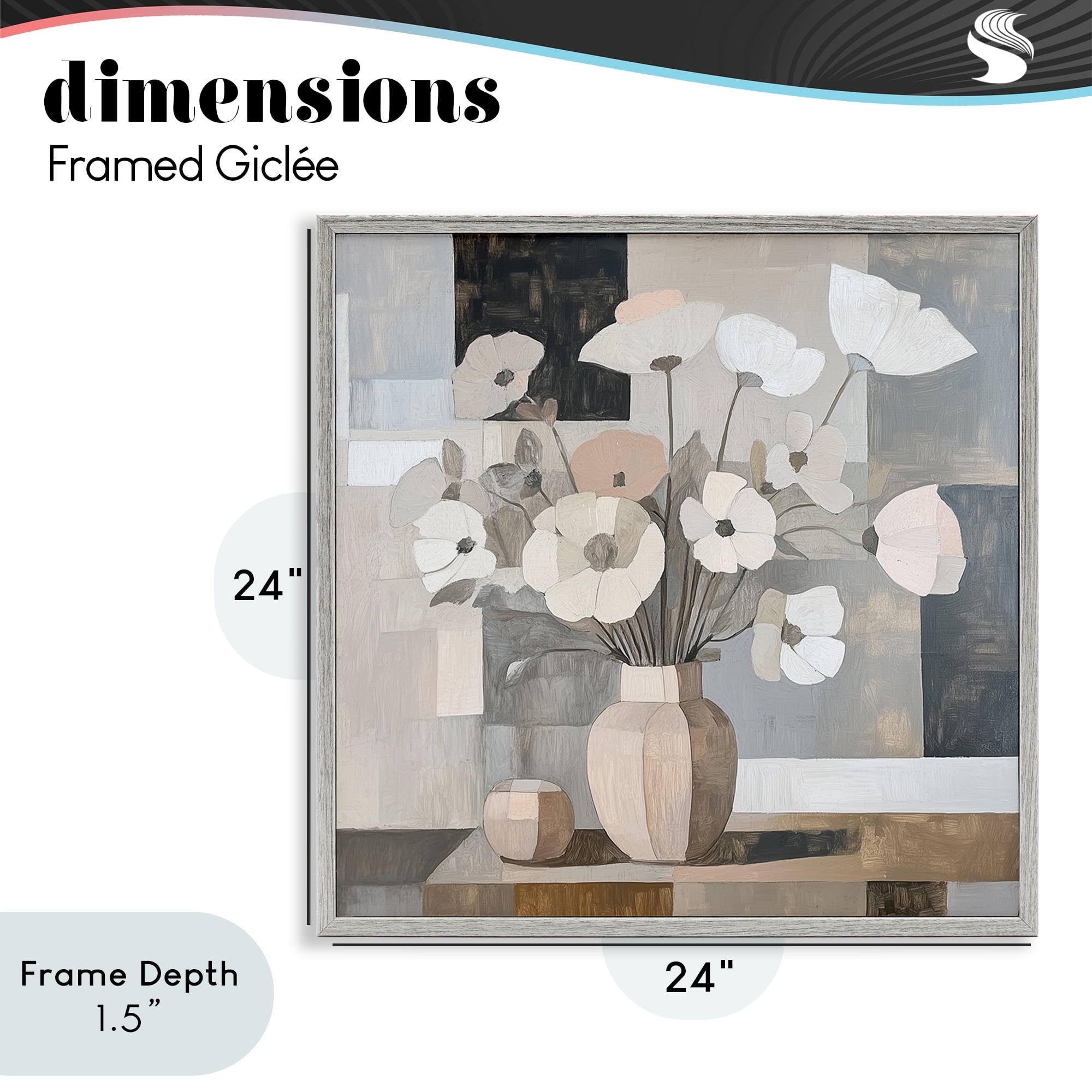 Stupell Industries Muted Pastel Poppies in Cubism Gray Framed Giclee Art, design by Heidi Kuntz