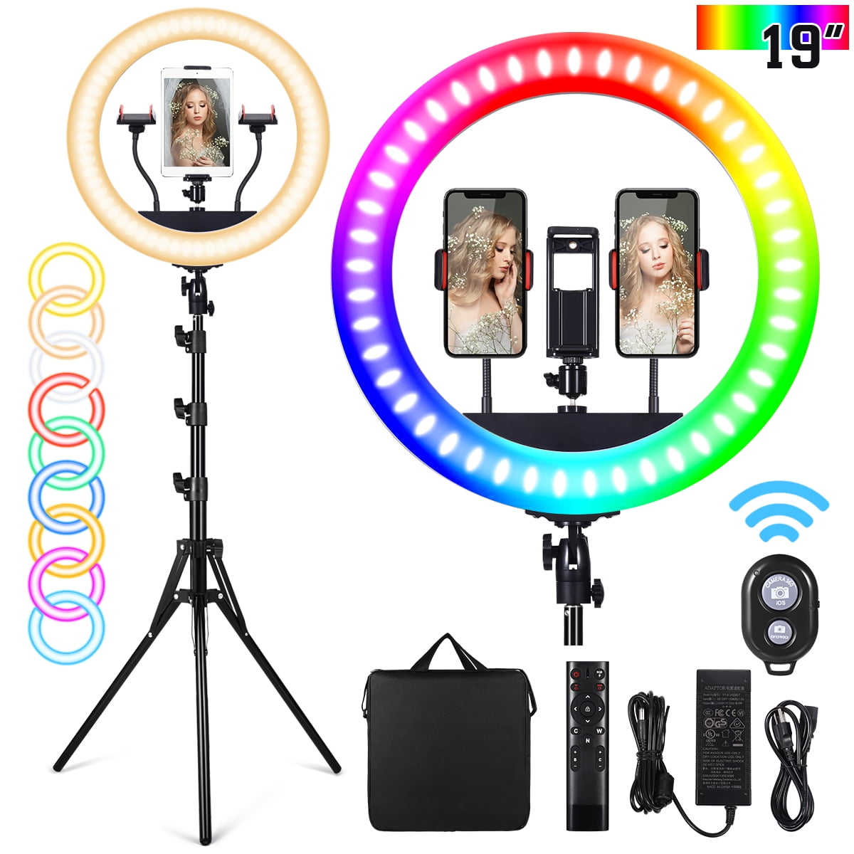 19" LED Ring Light Dimmable Circle Lighting Kit Selfie Makeup Studio Photography 