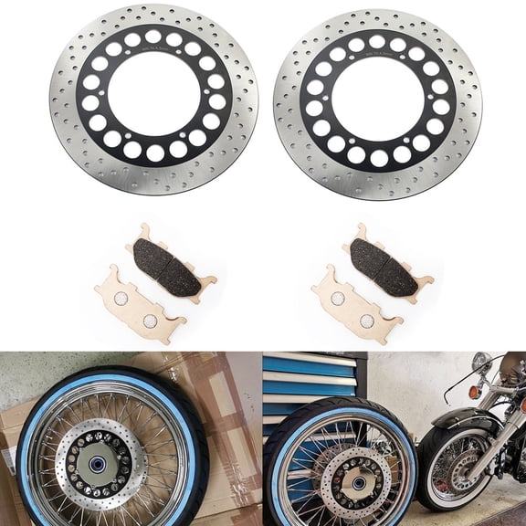 V Star 1100 Front Brake Rotors Pads for Yamaha XVS1100 Custom 00-08 Classic 04-08 Silverado 04-09