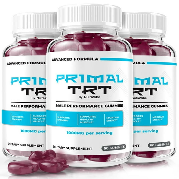 (3 Pack) Primal TRT - Original PrimalTRT Gummies with a Natural Daily Blend for Wellness | Great-Tasting, Easy-to-Chew Gummies (180 Gummies)