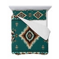thumbnail image 7 of Green Southwestern King Size Down Alternative Comforter, Lightweight Comforter Quilt Bedding Set with Pillow Shams Boho Ethnic Geometric Retro All Seasons Bed Comforter Duvet Insert 96"x106", 7 of 7
