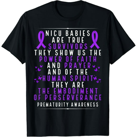 Preemie Purple Ribbon Power of Faith Prematurity Awareness T-Shirt