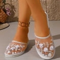 thumbnail image 6 of Mesh Sandals For Women Non-Slip Breathable Comfortable Casual Footwear Summer Slip On Floral Flat Shoes (6.5, White), 6 of 6