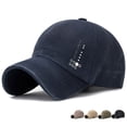 thumbnail image 3 of Gsakboxl Sun Hat Men Plain Washed Cotton Baseball Cap Vintage Distressed Hip Hop Peaked Cap Adjustable Casual Sport Sun Hat For Daily Outdoor Activities, 3 of 3