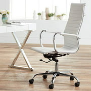 Serge Modern Home Office Chair Swivel Tilt High Back White Black Chrome Adjustable for Work Desk Home Office Computer - Studio 55D