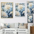 thumbnail image 4 of Designart "Minimalist Painting Of Blooming Mums In Blue And White II" Mums Floater Framed Wall Decor, 4 of 5