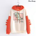 thumbnail image 3 of Sudadera De Manga Larga Con Patrón De Dinosaurio Mezcla De Algodón Adolescentes Niñas Invierno Con Capucha Para El Hogarpangjing, 3 of 4