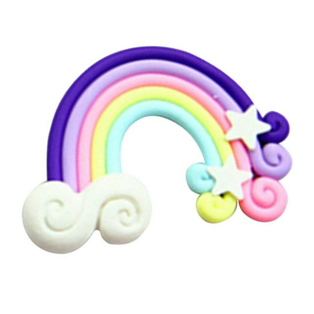 6pcs Rainbow Decoration Candy Color Stars Clouds Polymer Clay Hair Curler Soft Pottery Rainbow DIY