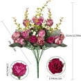 thumbnail image 3 of Coolmade 7 Branch 21 Heads Artificial Silk Fake Flowers Leaf Rose Wedding Floral Decor Bouquet,Pack of 2 (Rose Coffee), 3 of 9