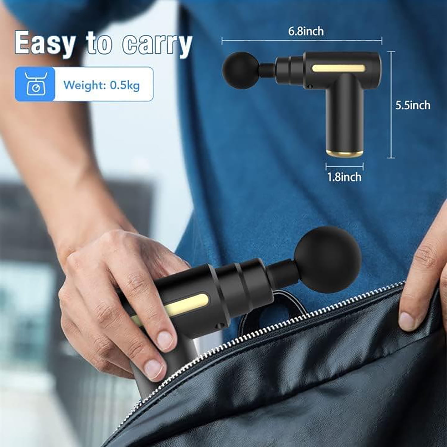 LDNIO Mini Massage Gun - Muscle Deep Tissue Massager - 6 Speeds & LCD Screen Quiet Handheld Massagers for Back Neck Pain Relief