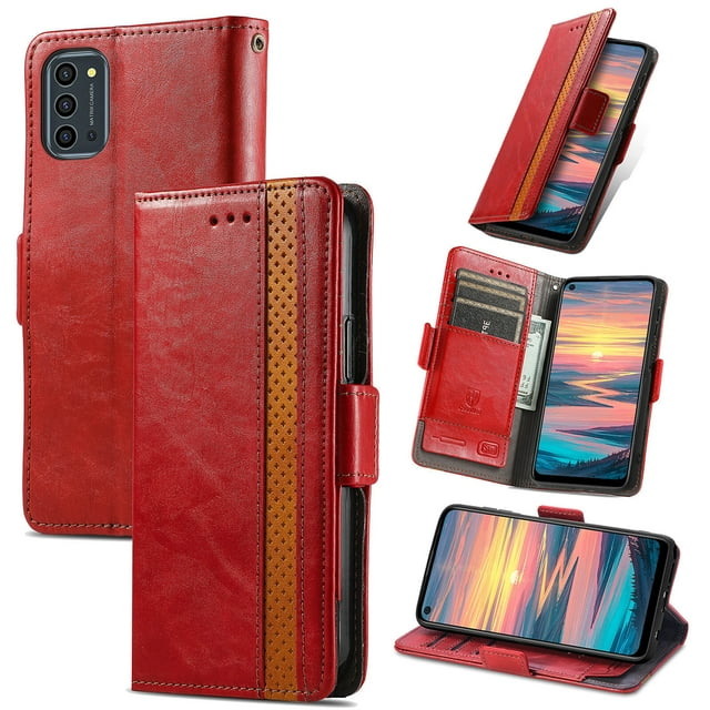 Étui pour OUKITEL K9 Pro, Couverture Portefeuille en Cuir, Étui Folio, Design à Rabat, Fermeture Magnétique - Rouge
