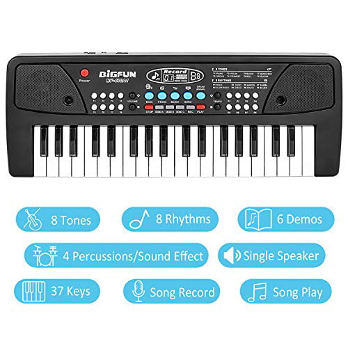 11 Demos Portable Piano Toys for Beginners Girls Boys Ages 3-8 M SANMERSEN Kids Piano Animals Sound Piano Keyboard for Kids Electronic Keyboard 37 Keys with 4 Drums 