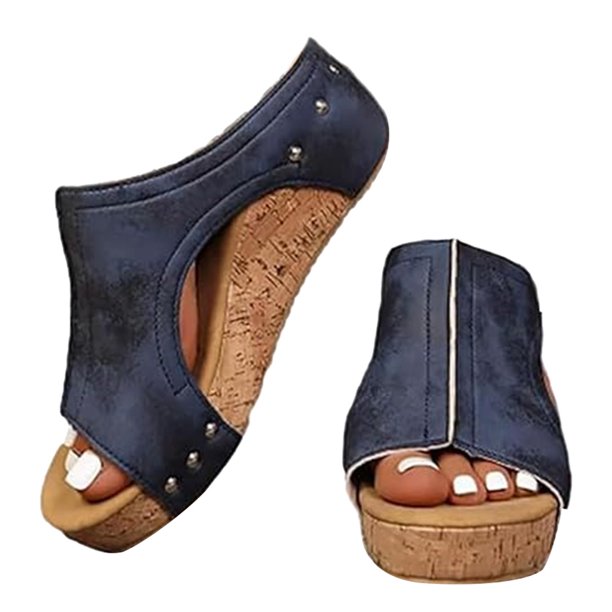 Sandalias Cuña Ortopédicas Verano para Viajes Al Aire Libre (9) Azul