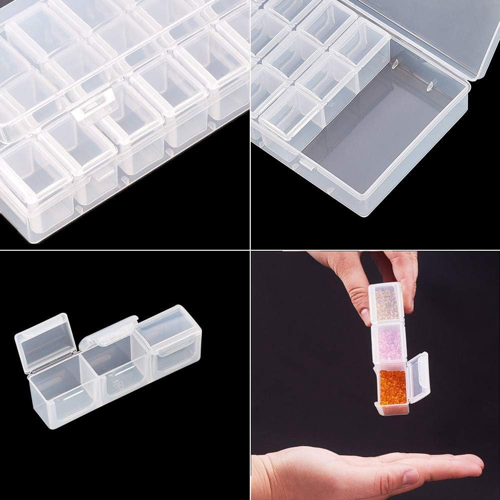 3 Pack 21 Grids Diamond Painting Boxes Diamond Painting Rhinestone Accessory Storage Cases Divider Box Organizer - 8x4.3x1.4 inch for DIY