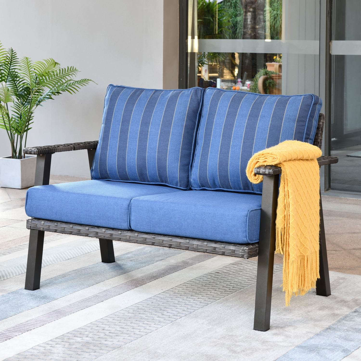 Ovios 1 Piece Outdoor Patio Furniture AllWeather Patio Conversation