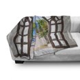 thumbnail image 3 of Beach Soft Flannel Fleece Throw Blanket, Ocean Sea View from Summer Season Italian Design in Garden Image, Cozy Plush for Indoor and Outdoor Use, 50" x 70", Pale Blue White, by Ambesonne, 3 of 6