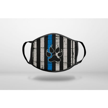 

Thin Blue Line US Flag K9 Dog Paw - 3-Ply Reusable Soft Cloth Face Covering Unisex Cotton Inner Layer