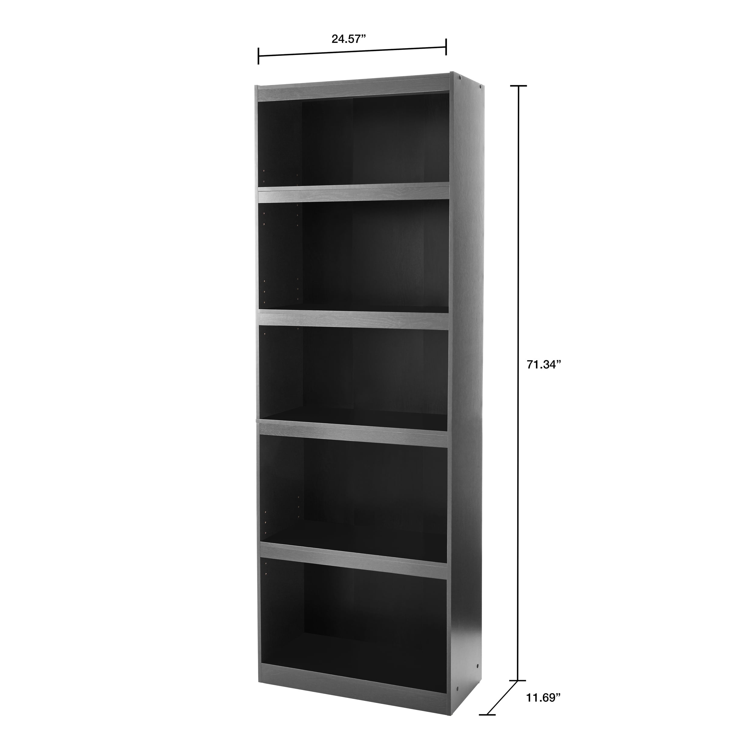 Mainstays Framed 5 Shelf Bookcase True Black Oak Walmart