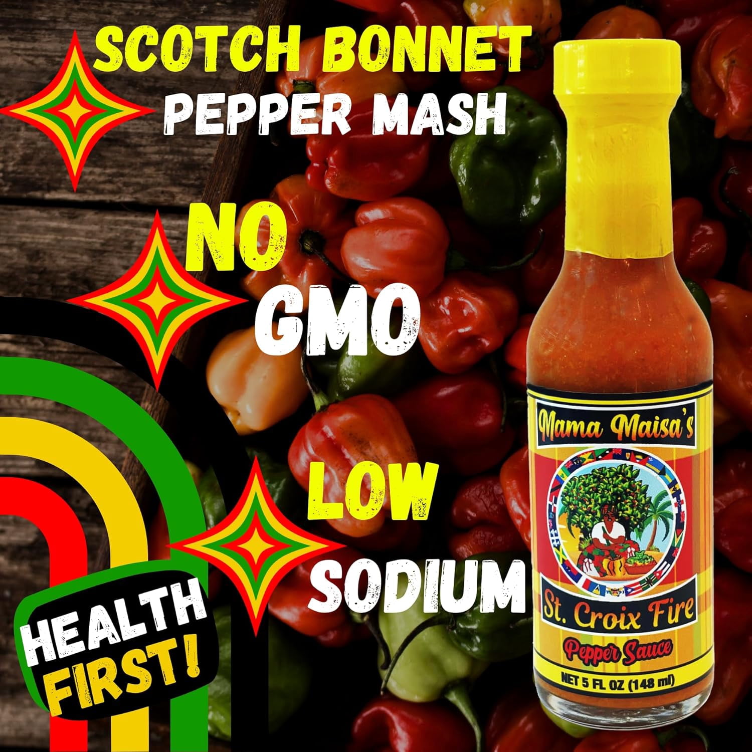 Mama Maisa’s St. Croix Fire Pepper Hot Sauce – Caribbean Scotch Bonnet Flavor Built for Serious Heat Lovers, 3 Pack, 15 fl oz