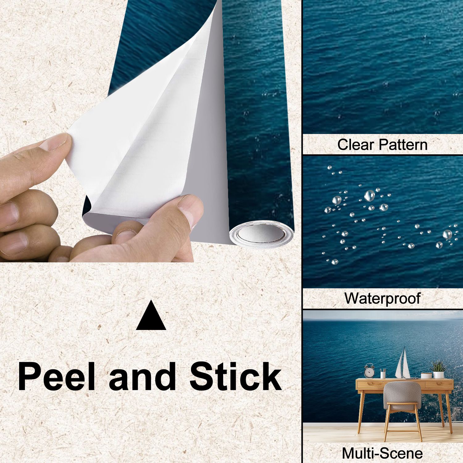 Peel and Stick Wallpaper Aerial view sailing boat Modern Art Wall Mural Decor Self Adhesive and Removable 100in x 144in
