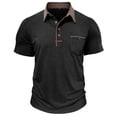 thumbnail image 2 of Qwertyu Men’s Athletic Short Sleeve Polo Shirts Casual Summer Golf Shirts Buttons Collared Solid T Shirts with Pocket Black 2XL, 2 of 6