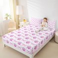 thumbnail image 2 of Manfei Pink Ribbon Bowknot Fitted Sheet Full,Watercolor Ocean Shell Bed Set,3-Piece,1 Fitted Sheet and 2 Pillowcases, 2 of 6