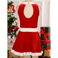 thumbnail image 4 of YIZYIF Kids Girls Santa Claus Costume Velvet Shiny Sequins Ballerina Leotard Dress Hollow Back Figure Roller Skating Dress Red 12, 4 of 7