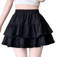 thumbnail image 2 of zhi Women's Tiered Ruffle Mini Skirt - Casual Outings & Stylish Looks，Black，L, 2 of 6