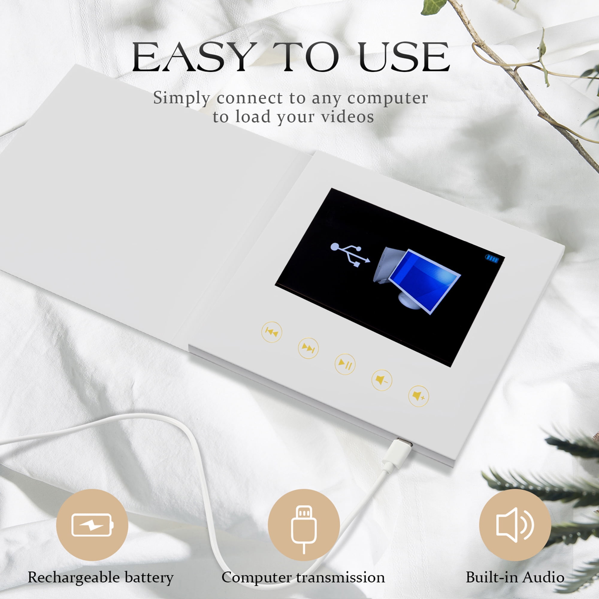 Sourcingbay 4.3 inch LCD Video Greeting Card, USB Transfer, DIY 3D Transfer Stickers Included for Wedding Birthday Anniversary