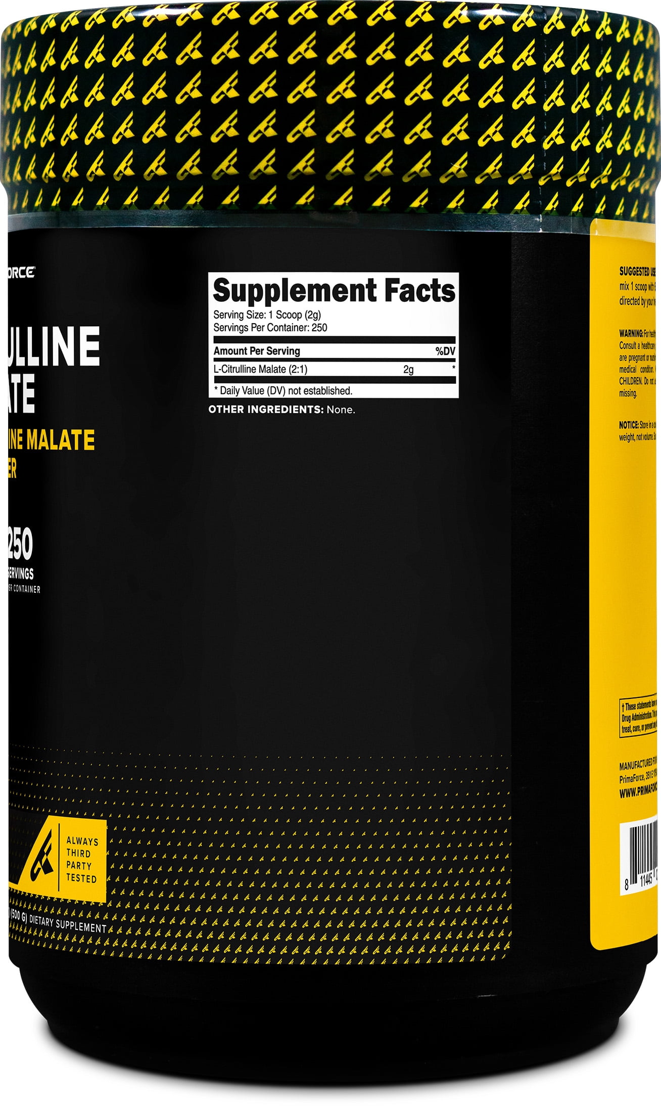 PrimaForce L-Citrulline Malate Powder, Unflavored Pre Workout Supplement, 500 Grams