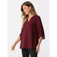 thumbnail image 3 of DARING DIVA Women's Chiffon Flowy Mesh Shirt Loose Work Tunic Blouse Top Burgundy XS, 3 of 6