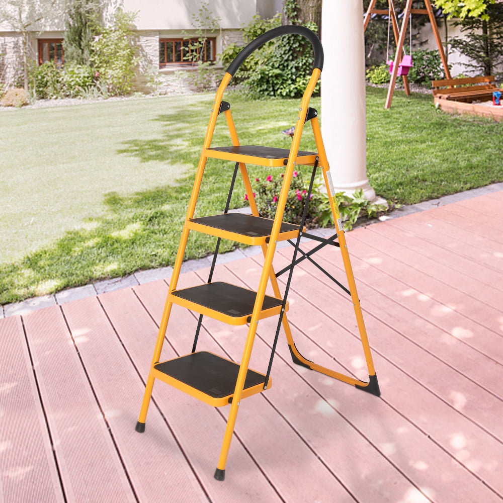 Private Jungle Folding 4 Step Ladder Portable Space Saving Lightweight Ladders with Sturdy Steel and Anti-Slip Wide Pedal, Multi-Use for Household, Market, Office (330 Lb) Private Jungle Folding 4 Step Ladder Portable Space Saving Lightweight Ladders with Sturdy Steel and Anti-Slip Wide Pedal, Multi-Use for Household, Market, Office (330 Lb)