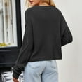 thumbnail image 6 of Women's Cable Knit Cropped Sweaters Loose Fit Long Sleeve Crewneck Knitted Pullover Crop Top Casual Sweatshirts (XL, Black), 6 of 6