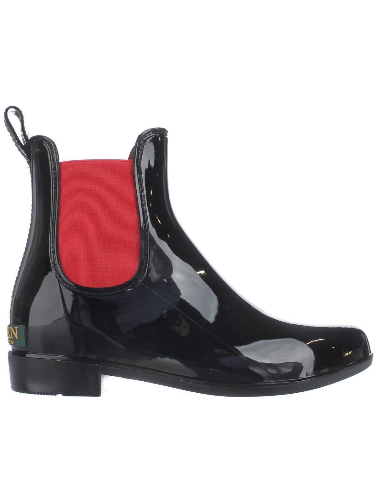 ralph lauren black and red rain boots