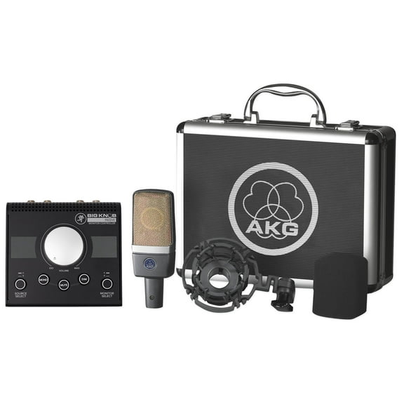 AKG C214 Condenser Microphone Recording Mic Mackie Big Knob Controller Shield